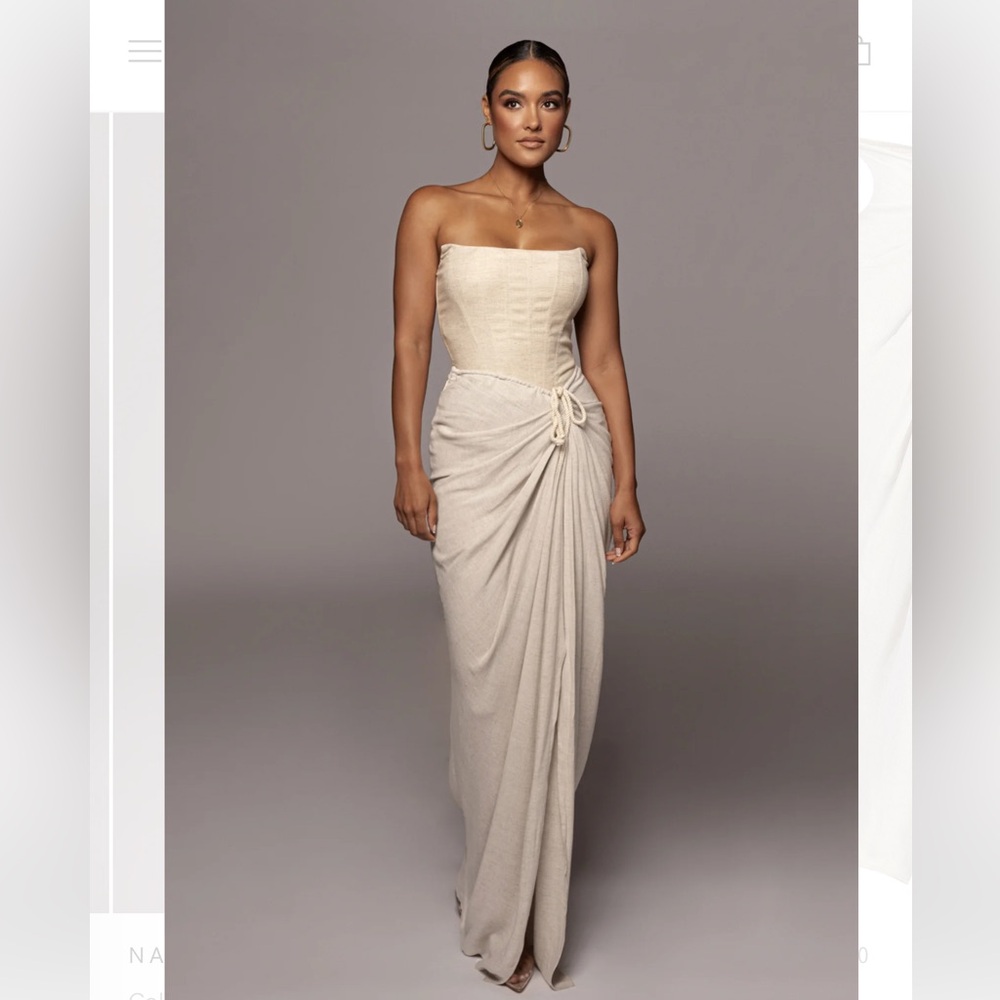 Elegant Cream linen maxi skirt